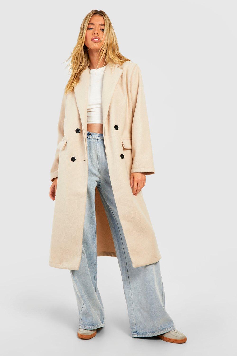 Look de grossesse Nuisette longue manteau en laine retournée sac