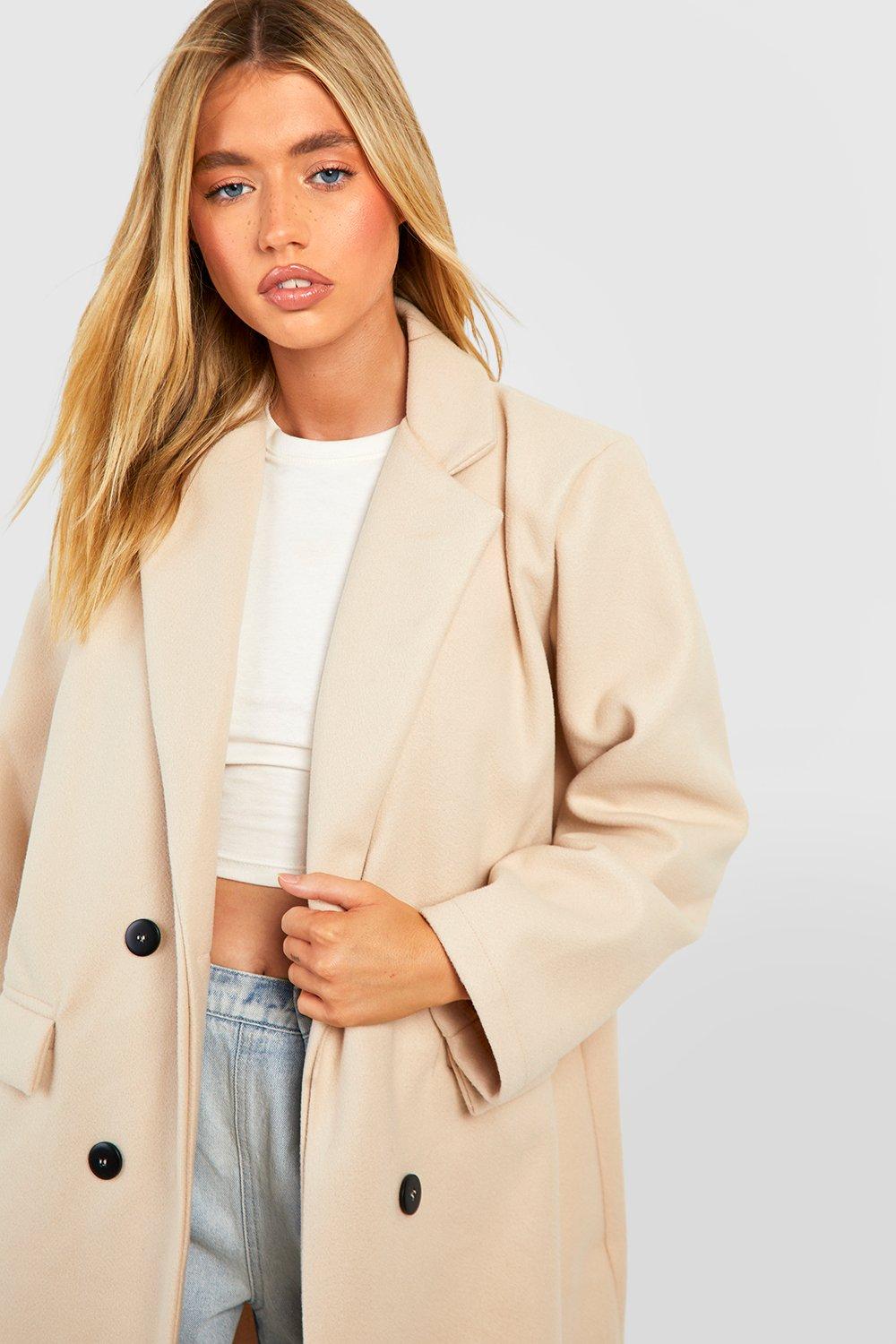 Wool look coat store womens