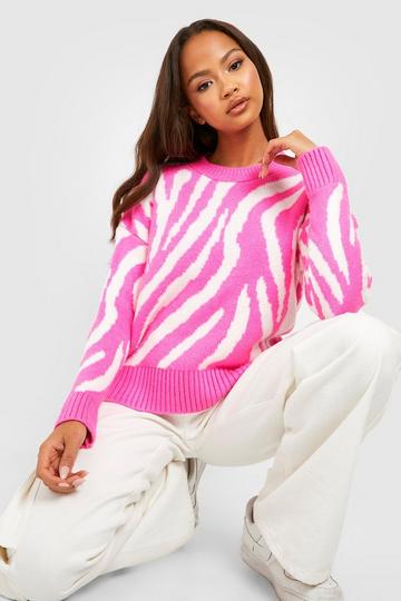 Zebra Knitted Sweater pink