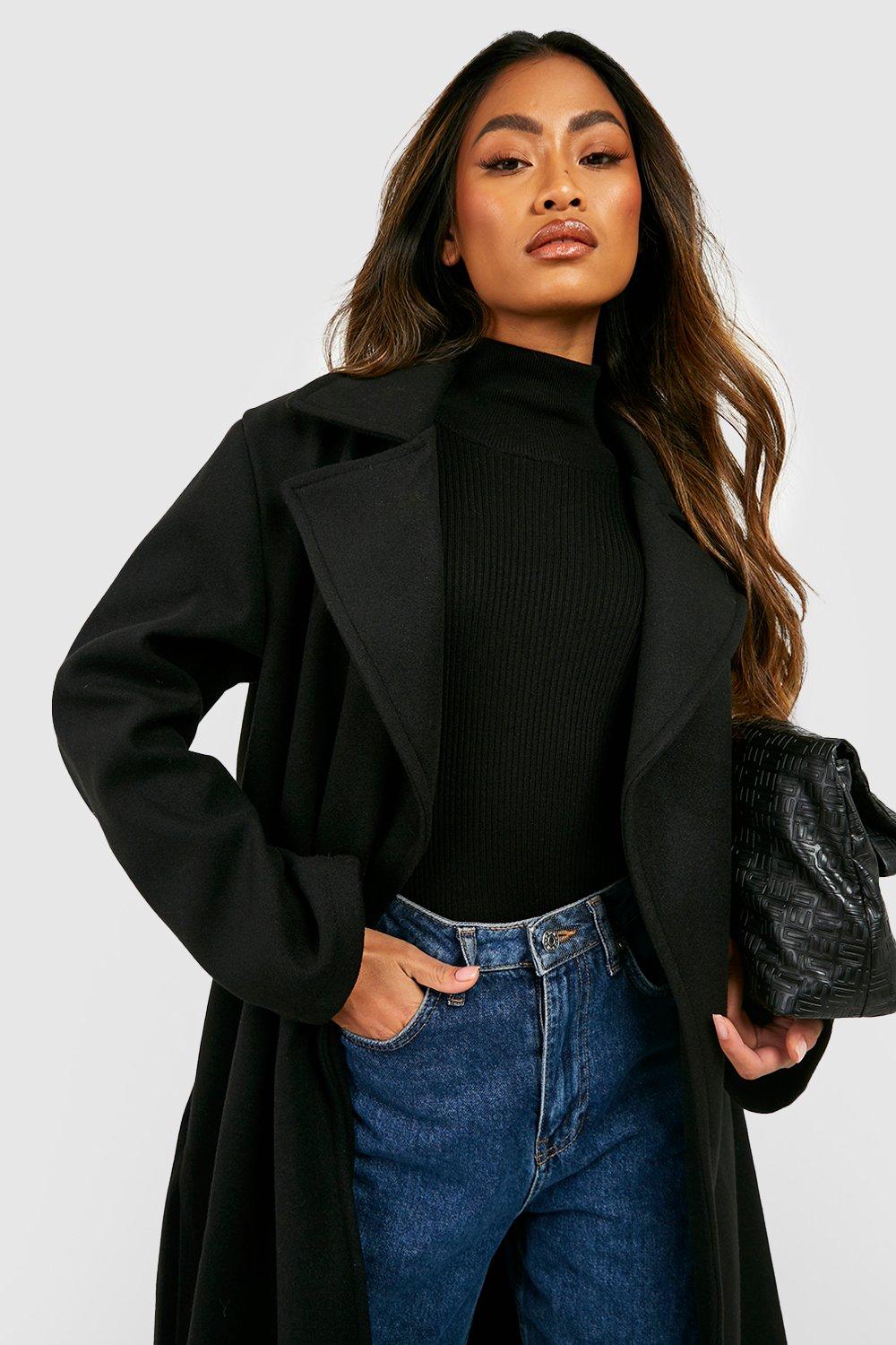 Long oversized black coat best sale