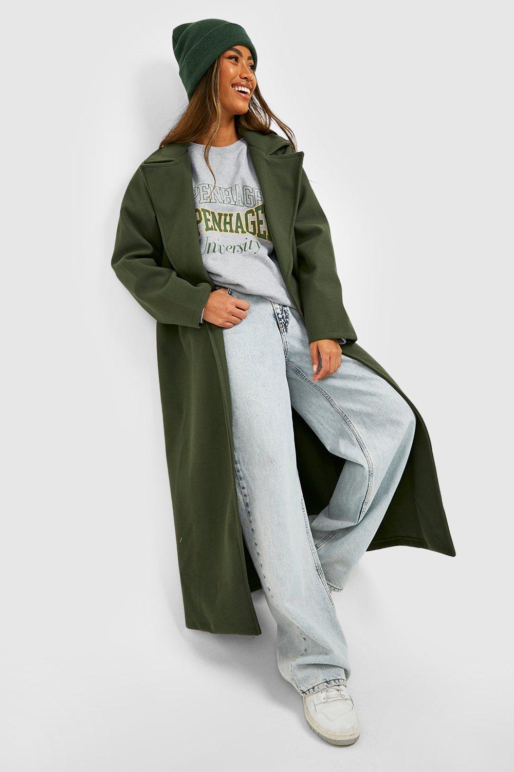 Oversized Maxi Wool Look Coat  boohoo