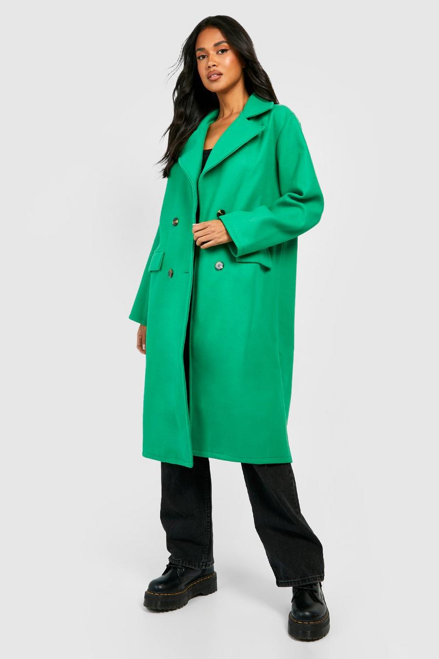 Bright green Structured Textured Wool Coat