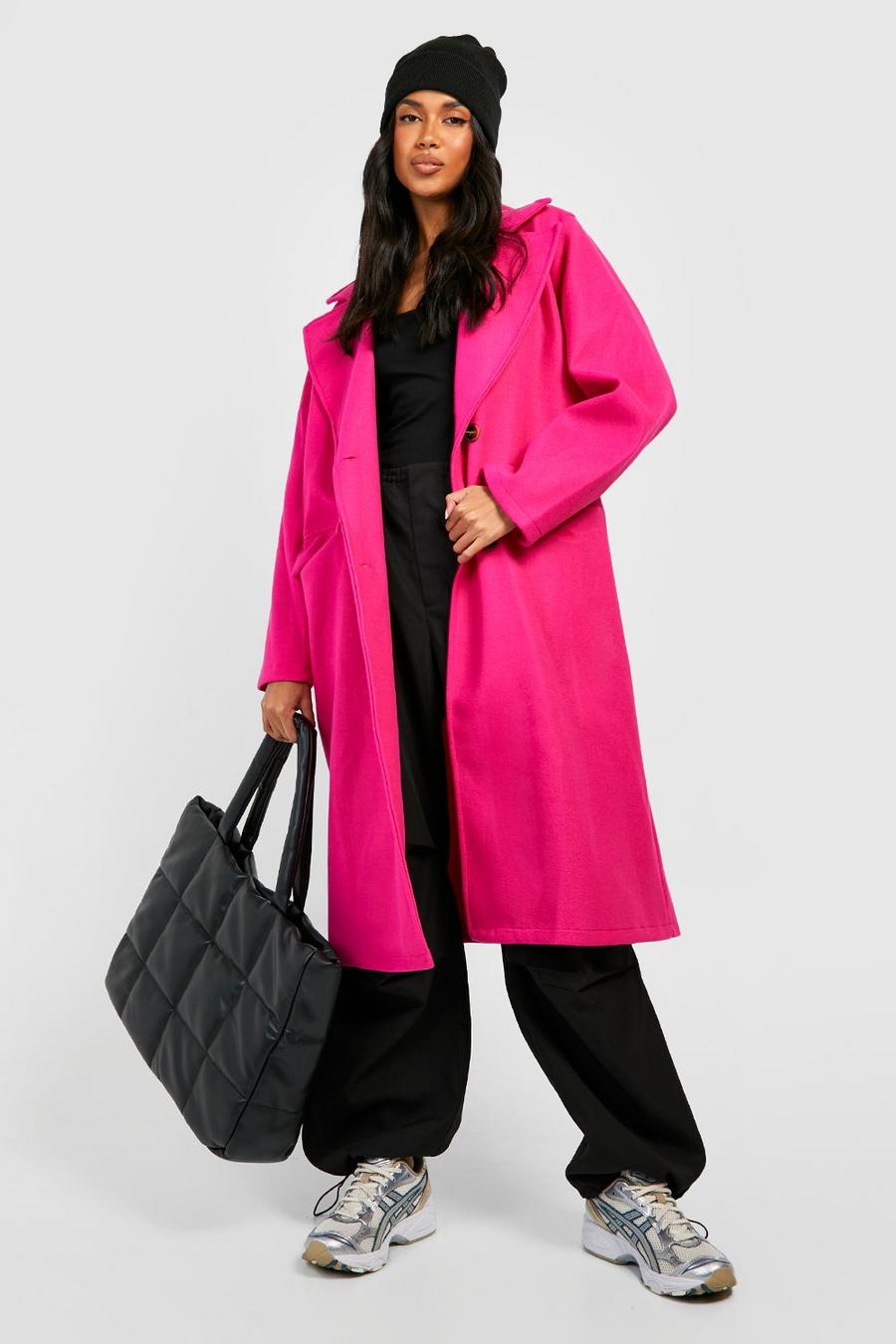Pink Structured Textured Wool Coat image number 1