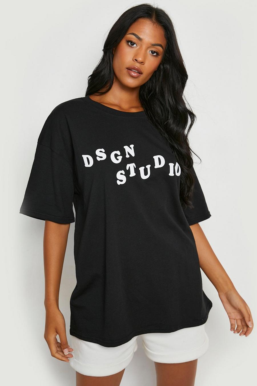 Black Tall Dsgn Studio Printed Oversized T-shirt  image number 1