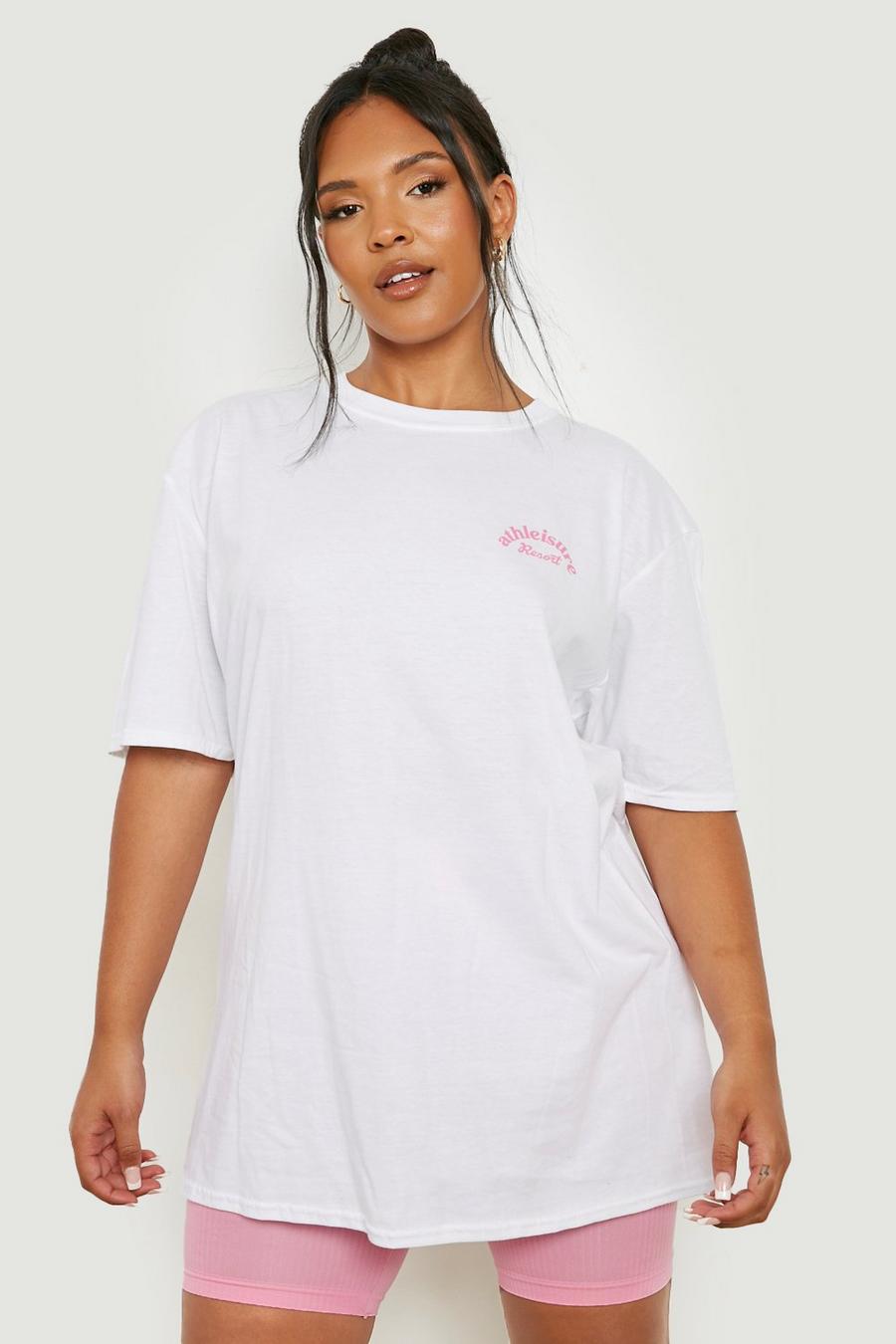 Grande taille - T-shirt à imprimé Athleisure, White image number 1