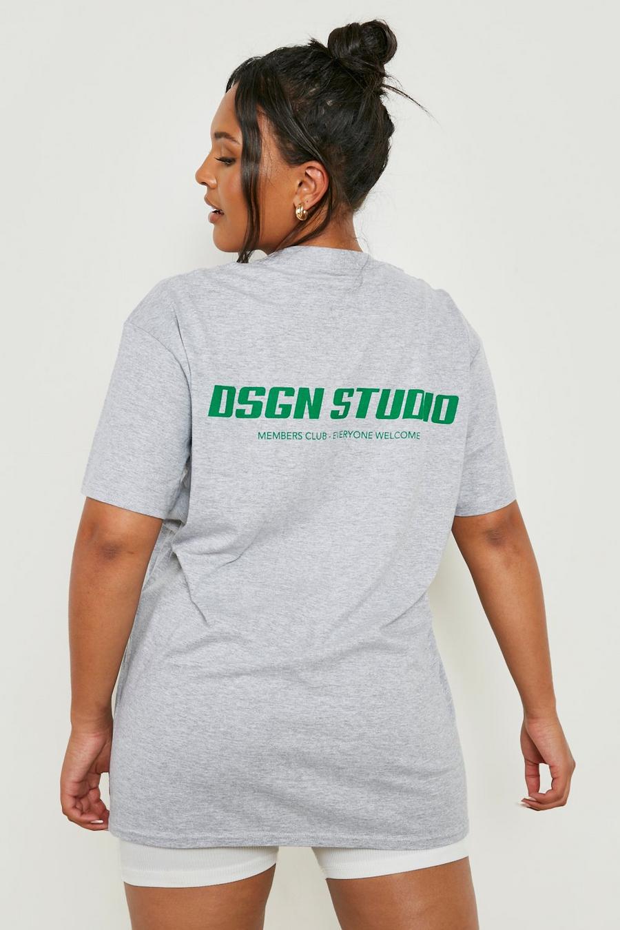 Grande taille - T-shirt à slogan Dsgn Studio au dos, Grey marl image number 1