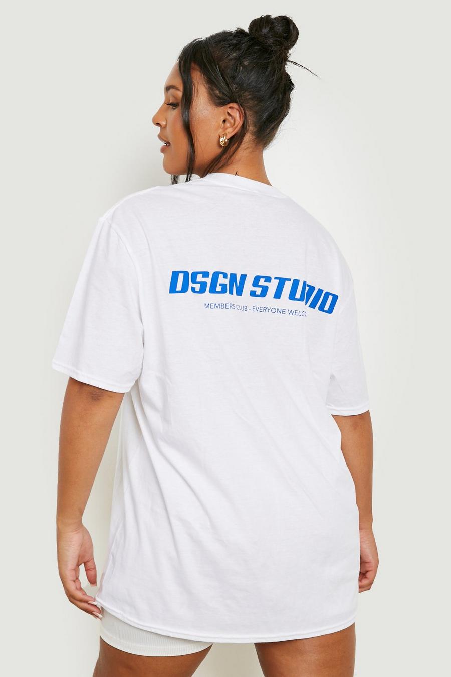 Grande taille - T-shirt à slogan Dsgn Studio au dos, White image number 1