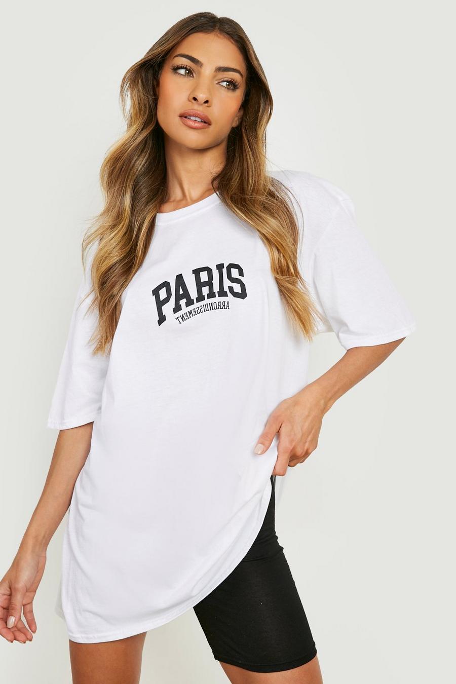 T-shirt oversize à slogan Paris, White image number 1