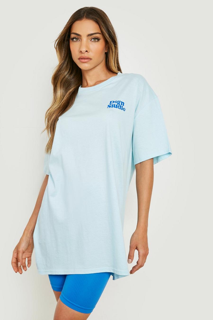 T-shirt oversize à slogan Dsgn Studio, Light blue image number 1