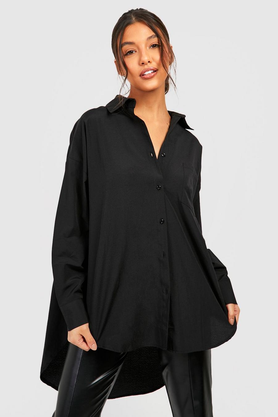 Black noir Oversized Cotton Poplin Shirt 