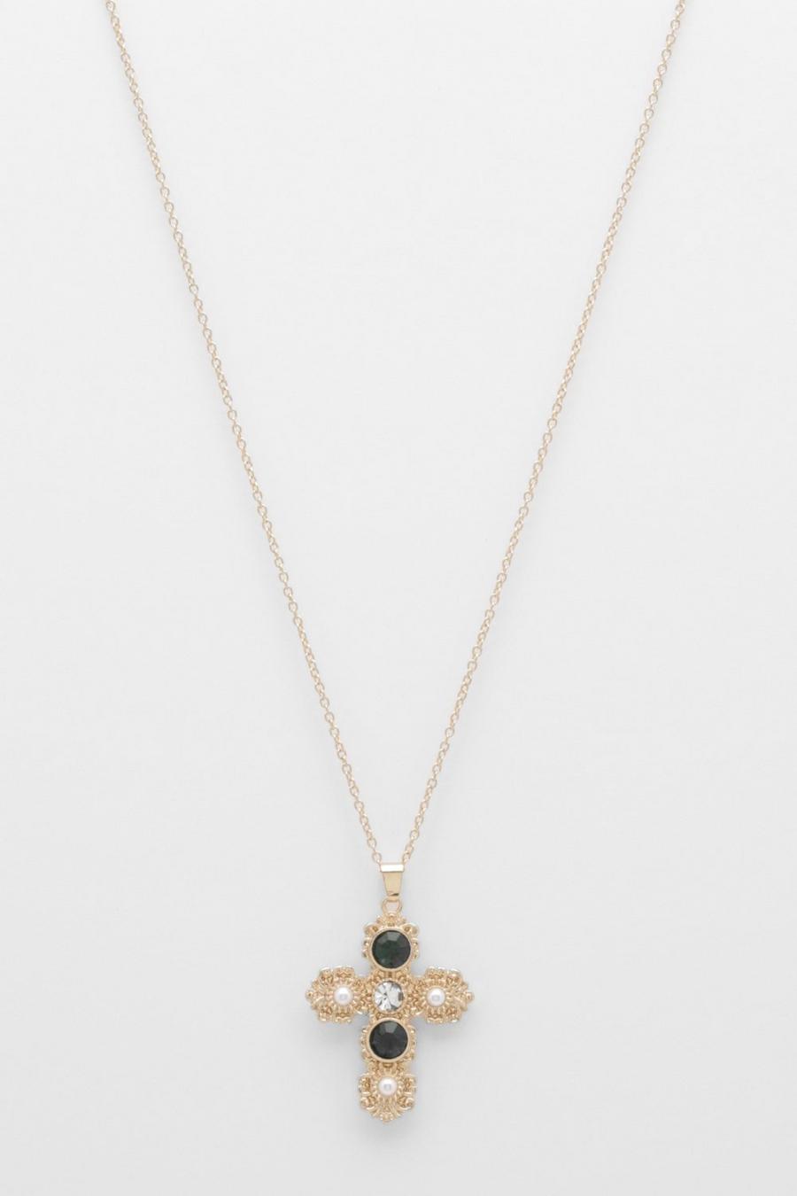 Gold Halsband med pärlor och smyckestenar image number 1