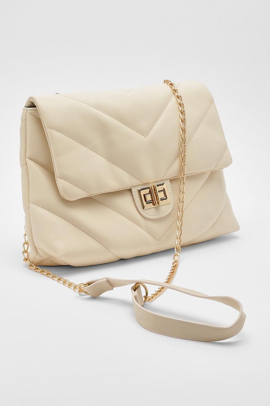 Cream white Quilted Oversized Cross Body