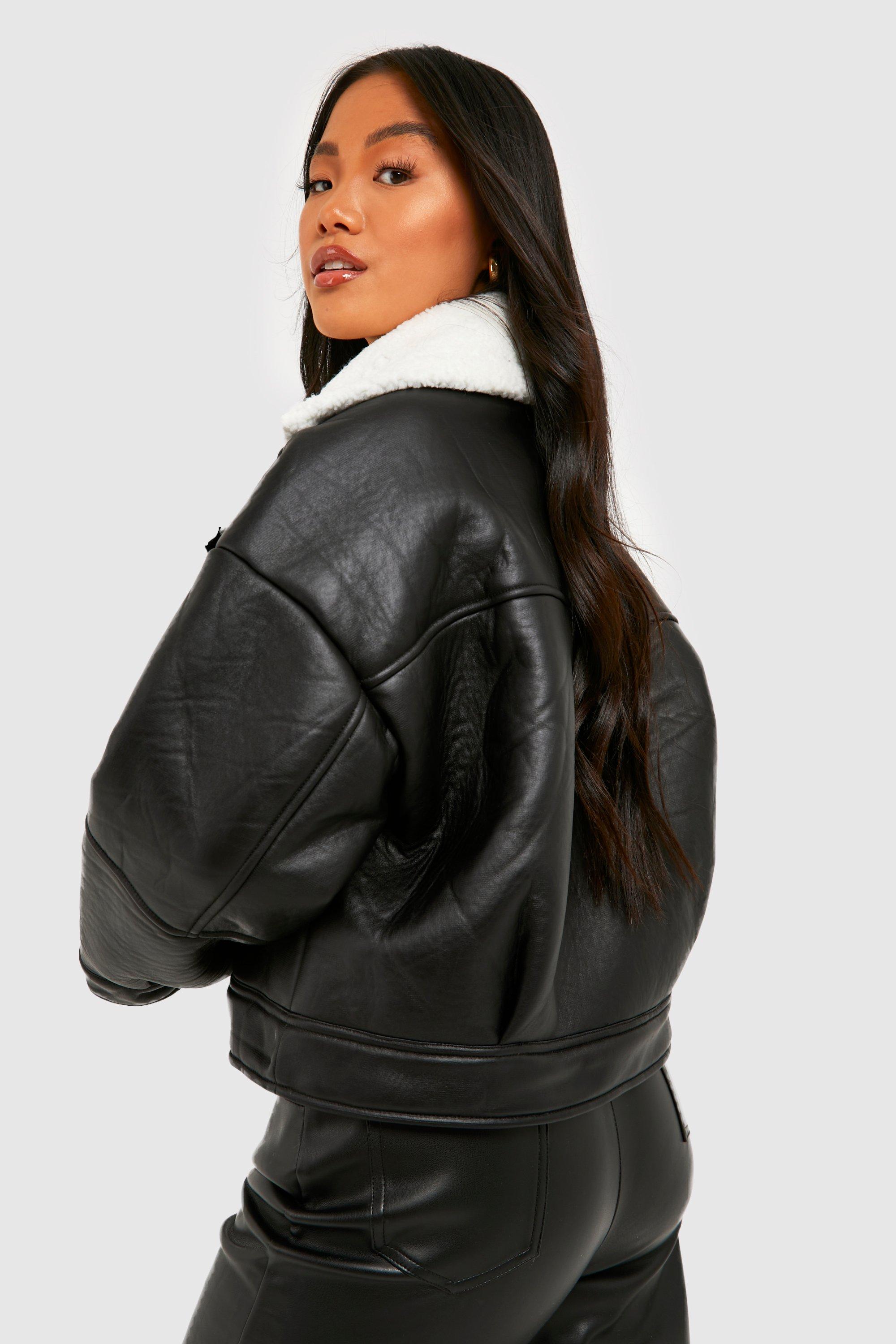 Boohoo cropped shop aviator jacket