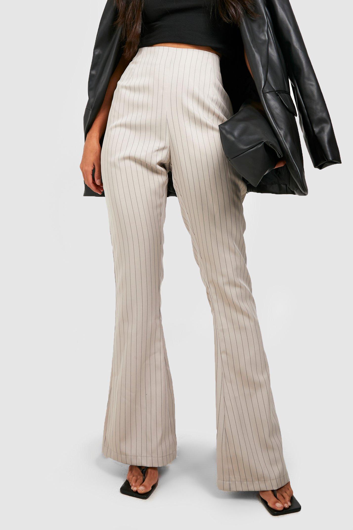 Pinstripe High Waisted Flared Pants