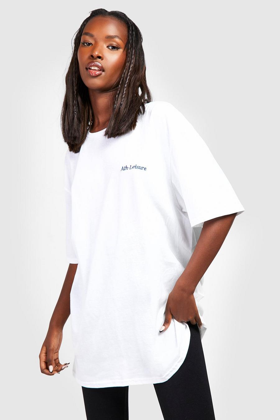 Ecru Geborduurd Oversized Ath Leisure T-Shirt image number 1