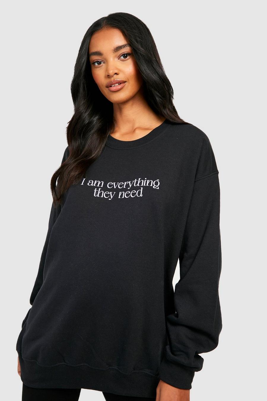 Black Everything They Need Sweatshirt med slogan image number 1