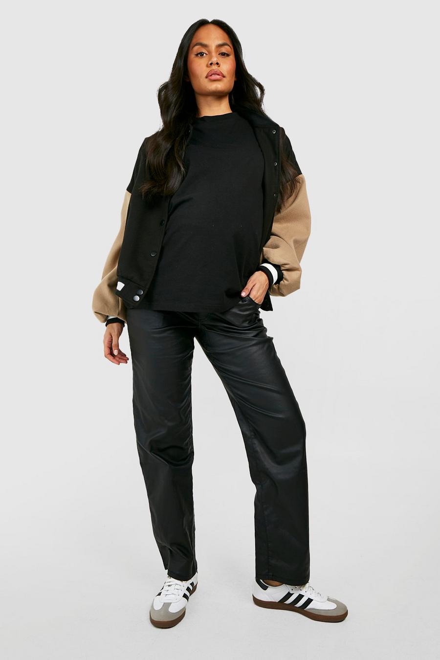 Black Mammakläder Raka jeans med PU-beläggning image number 1