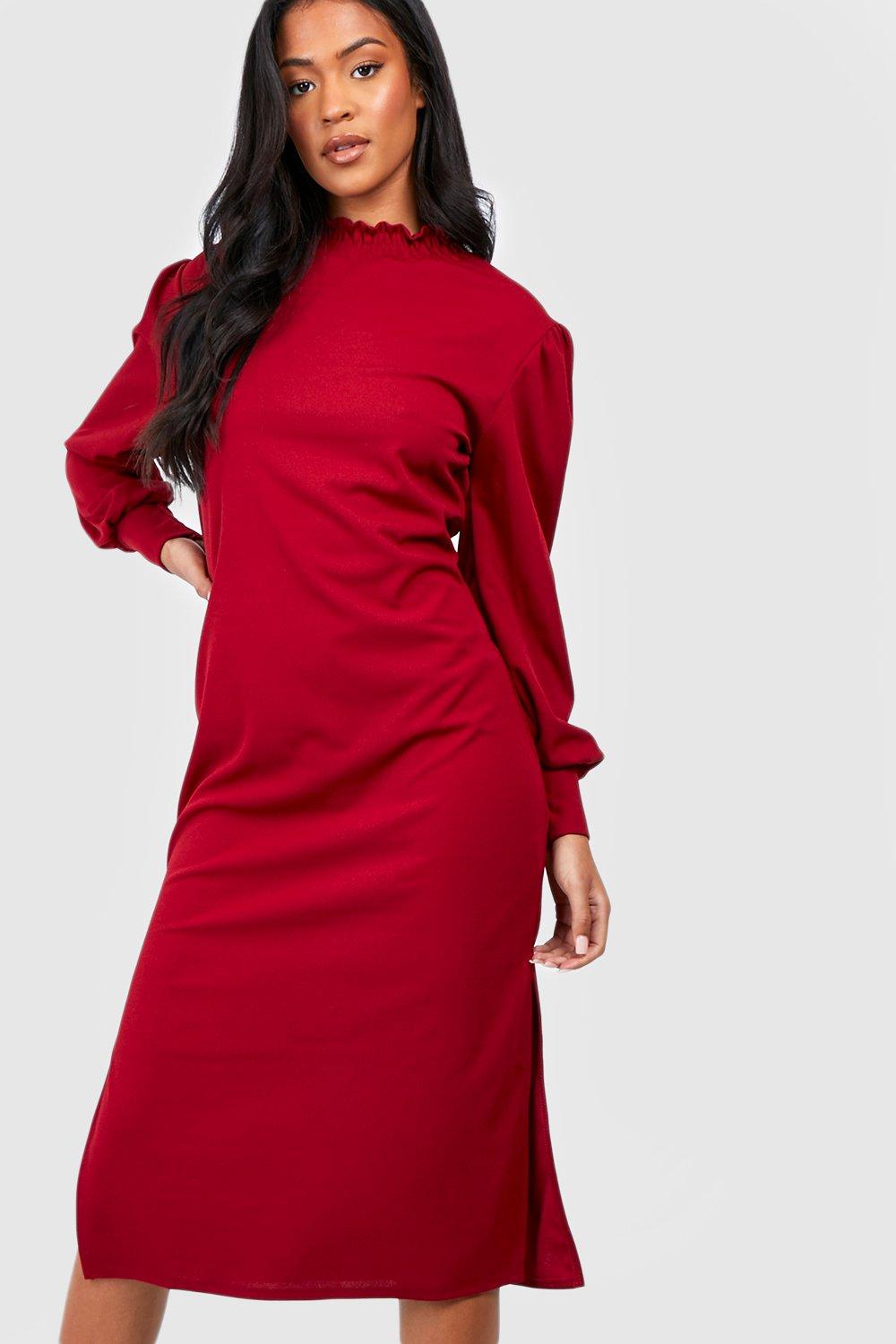 Long sleeve midi shift dress best sale