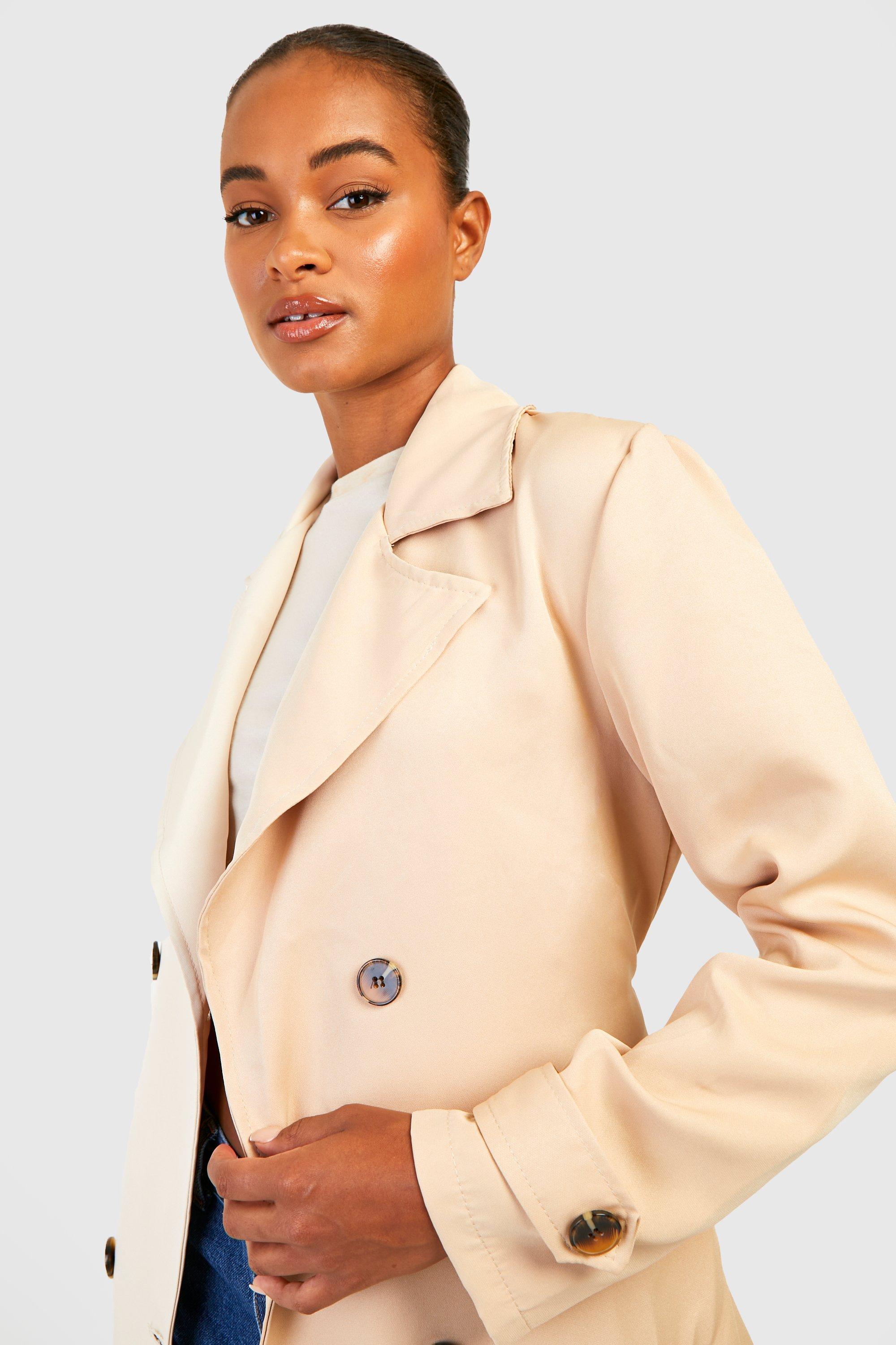 Tall Contrast Double Trench Coat boohoo