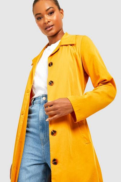 boohoo mustard Tall Relaxed Fit Belted Trench Coat