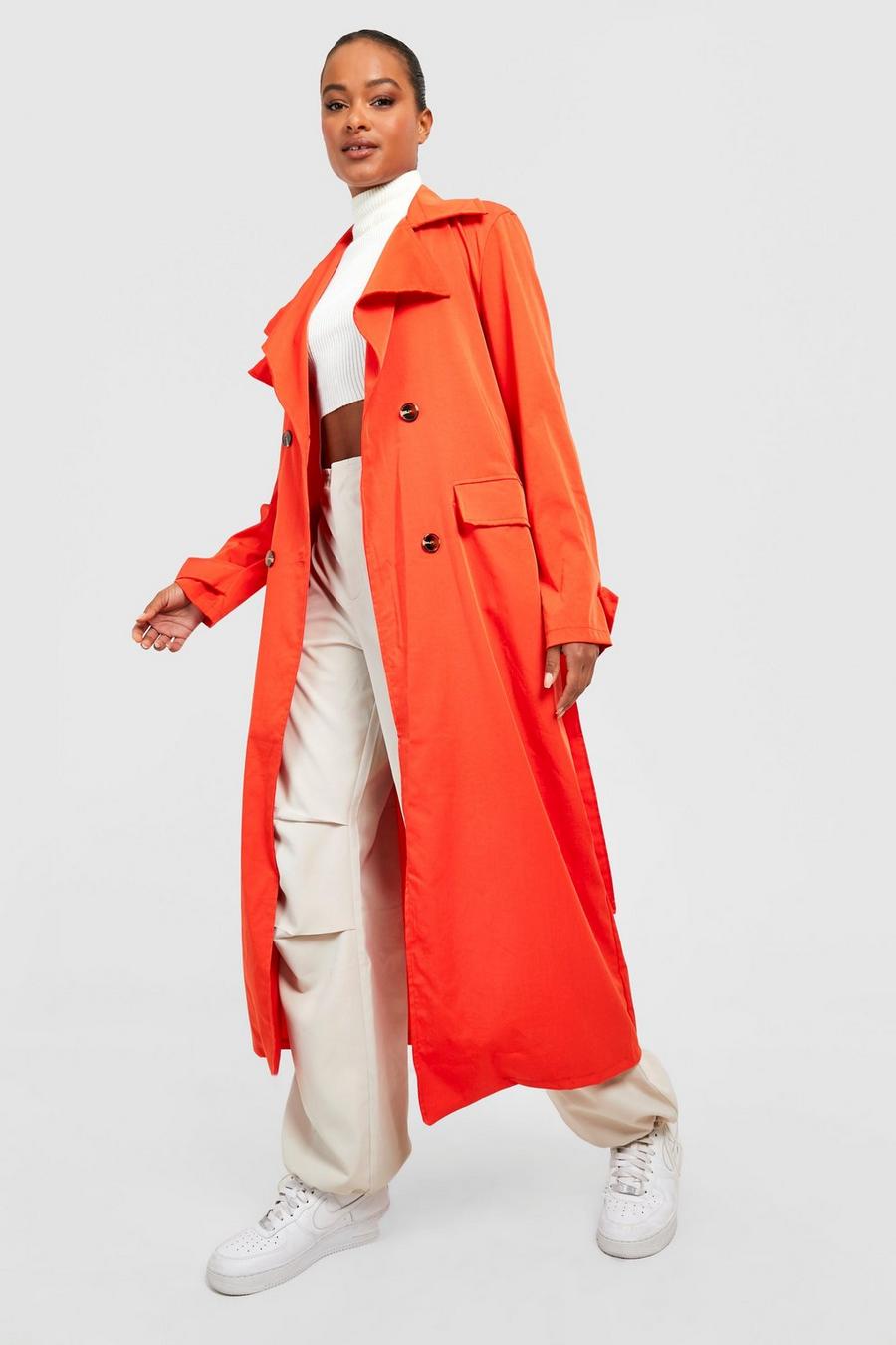 Orange Tall Oversized Belted Trench Coat image number 1