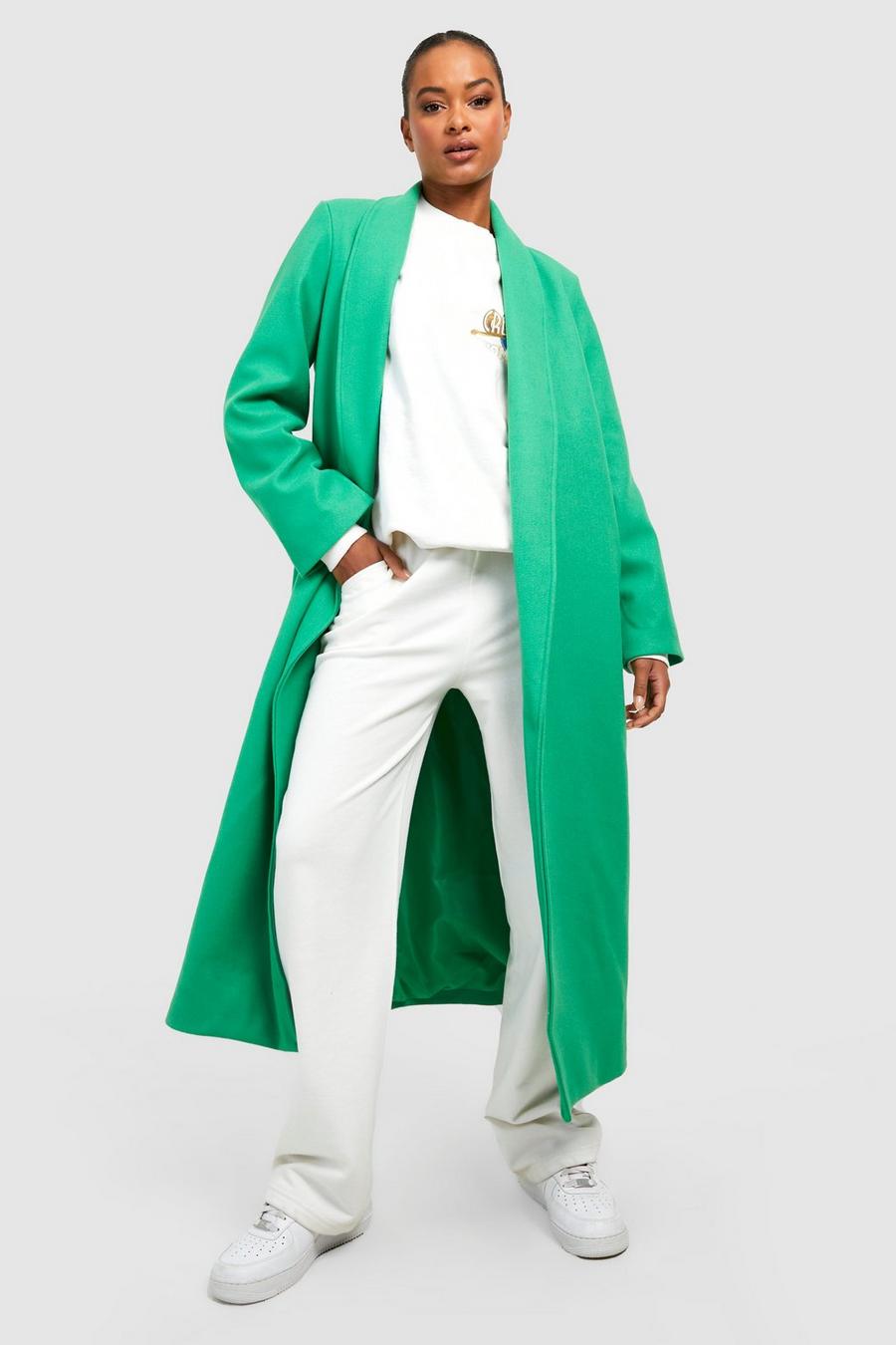 Bright green Tall Relaxed Collar Wool Look Maxi Coat image number 1