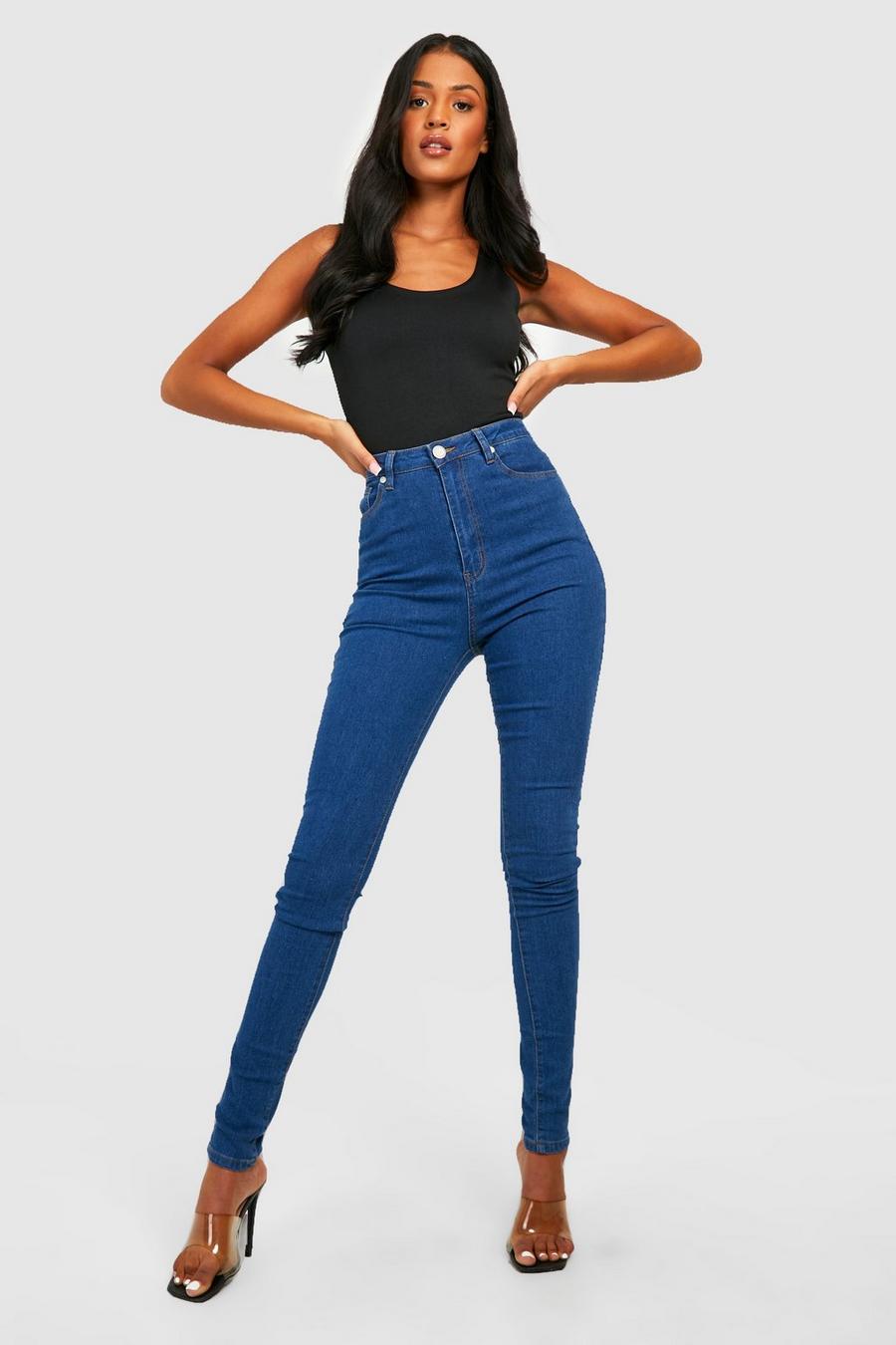 Mid blue Tall Basic High Waisted Skinny Jeans image number 1