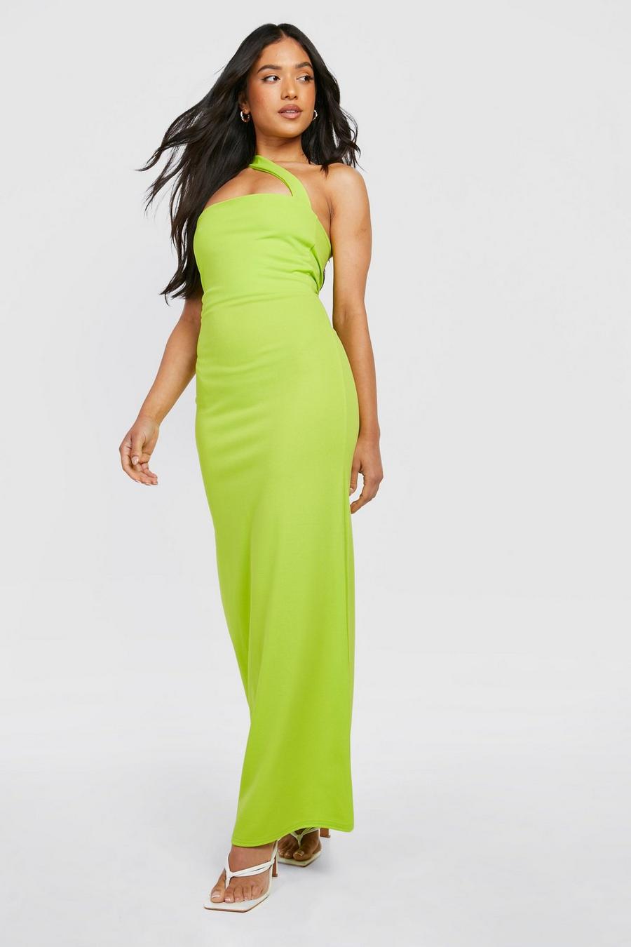 Lime grön Petite Asymmetric Strap Bandeau Maxi Dress image number 1