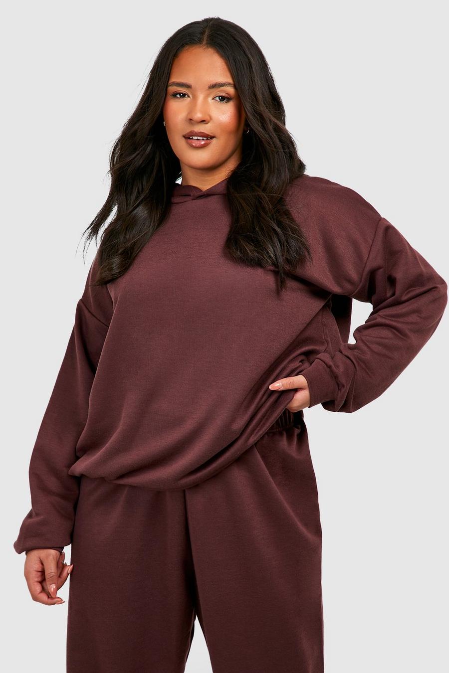 Chocolate brun Plus Basic Oversize hoodie i återvunnet tyg