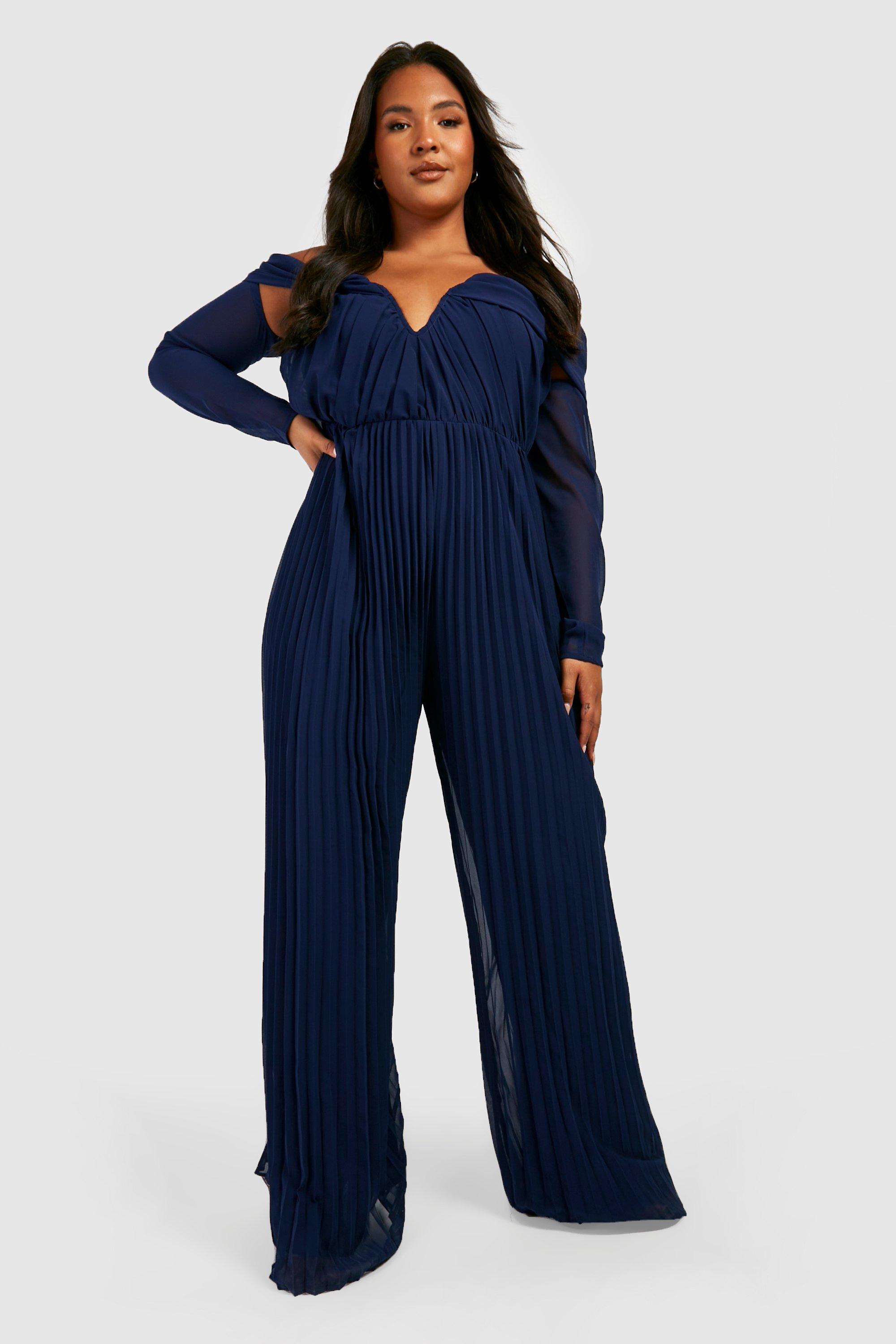 Navy store pleated jumpsuit