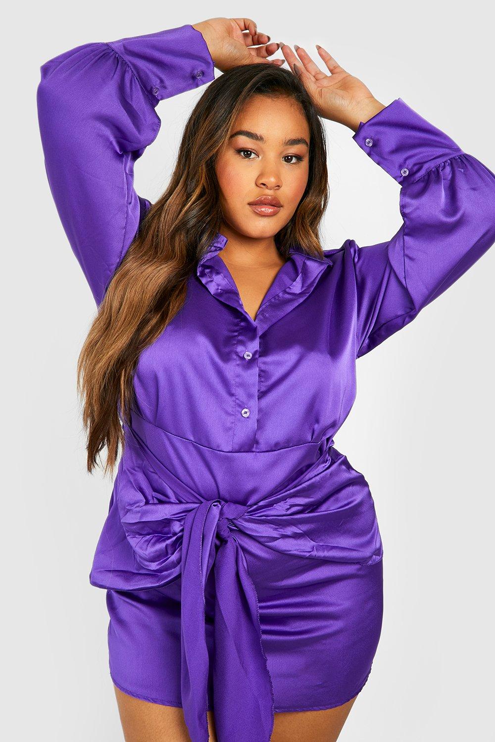 Plus size silk shirt dress online