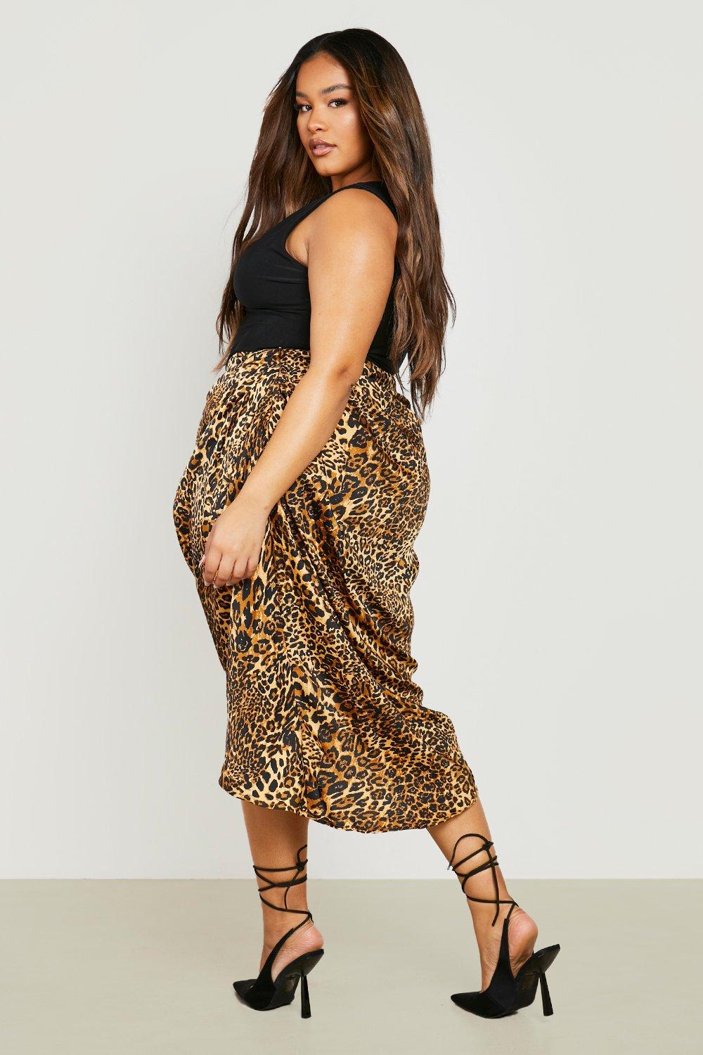 Boohoo leopard clearance print midi skirt