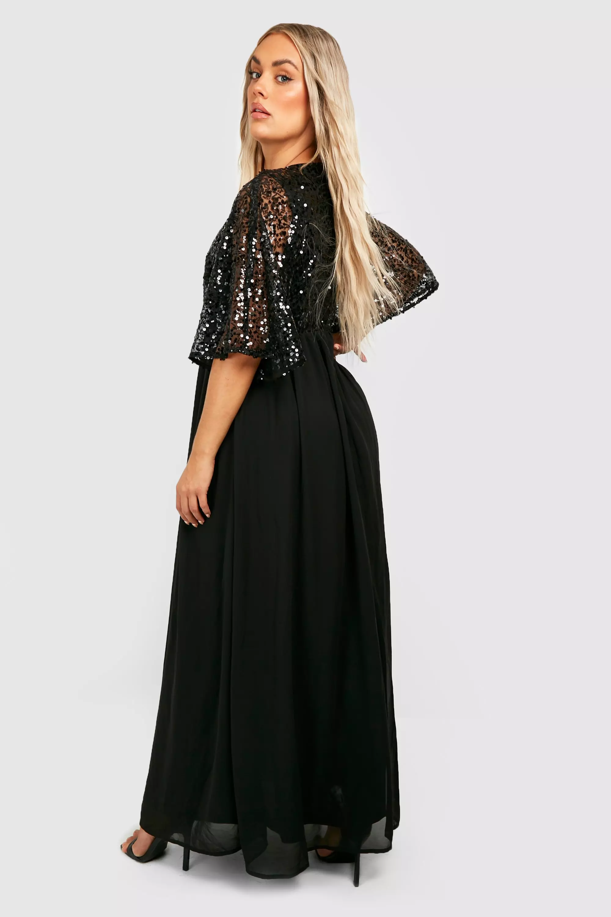 Sequin chiffon maxi dress sale