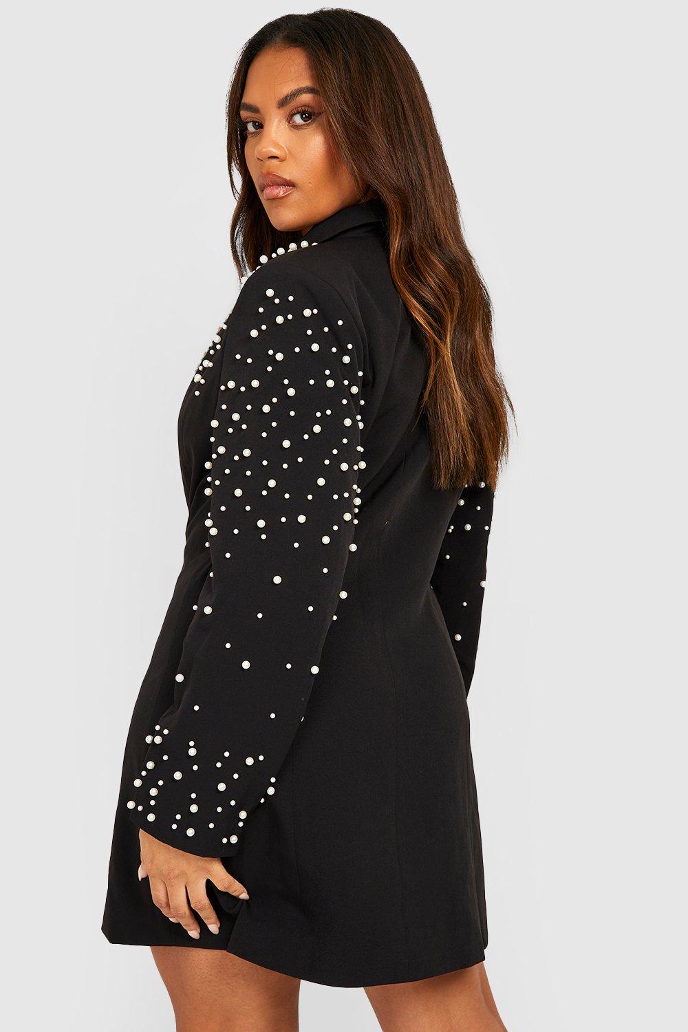 Plus Pearl Embellished Blazer Dress