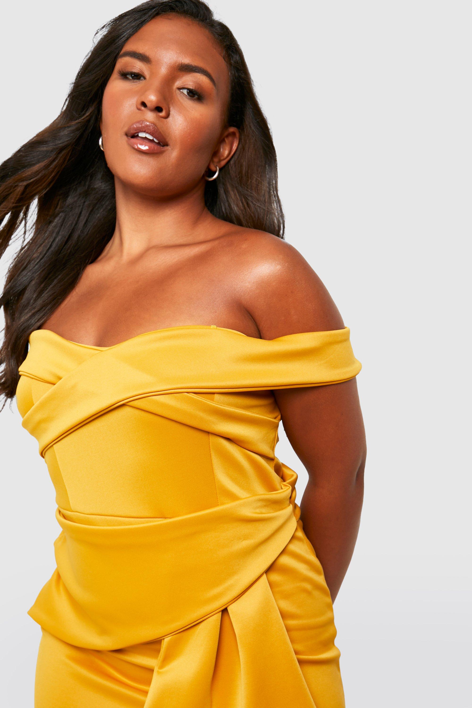 Mustard yellow store dress off shoulder