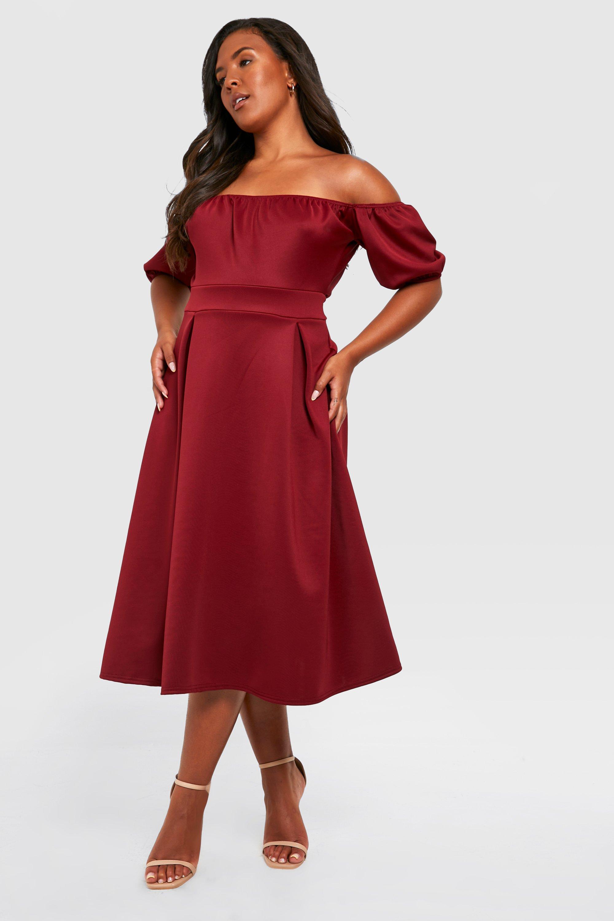 Plus Scuba Off The Shoulder Skater Dress