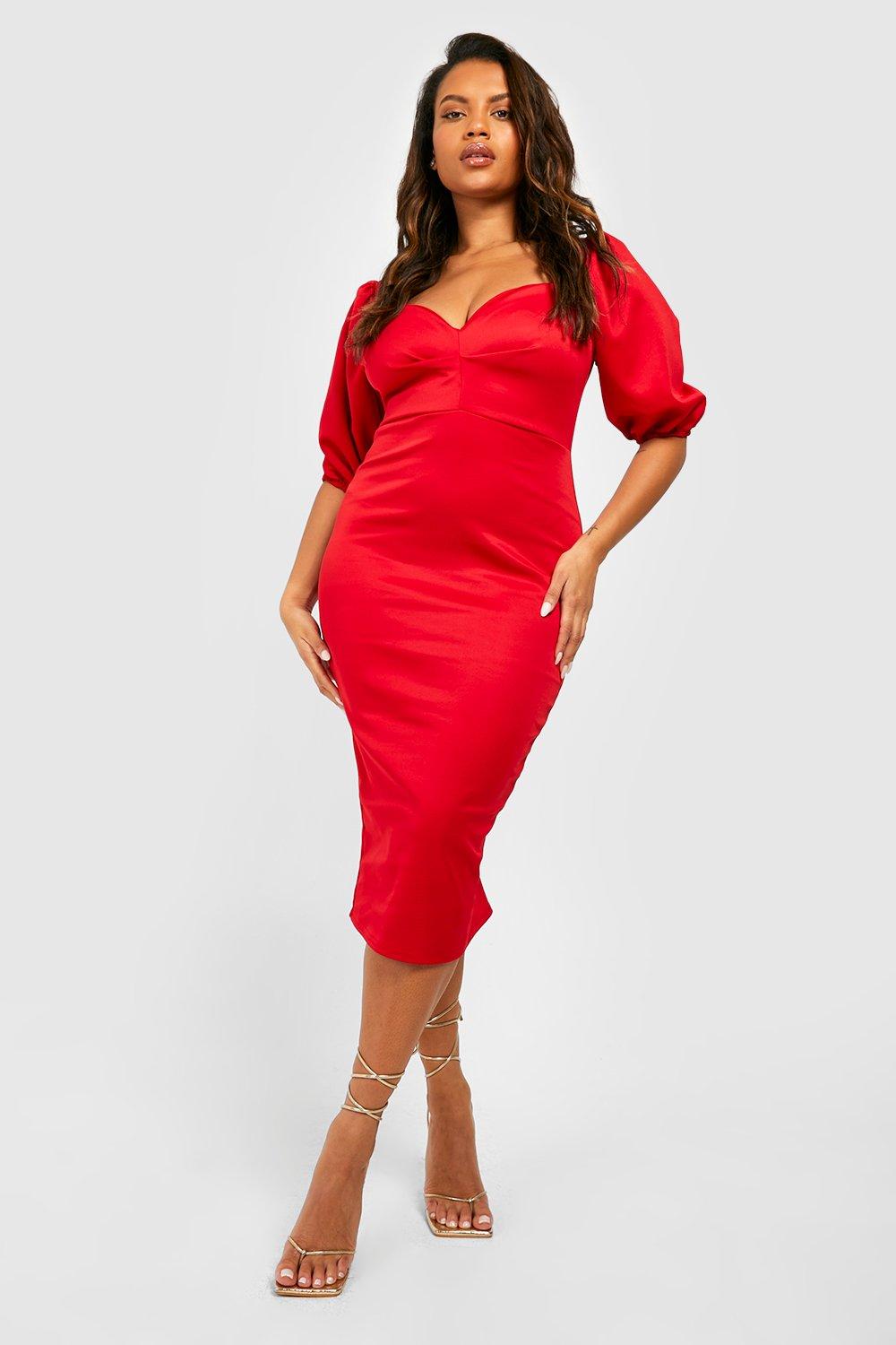 Boohoo Plus Scuba Puff Sleeve Midi Dress Debenhams 8794