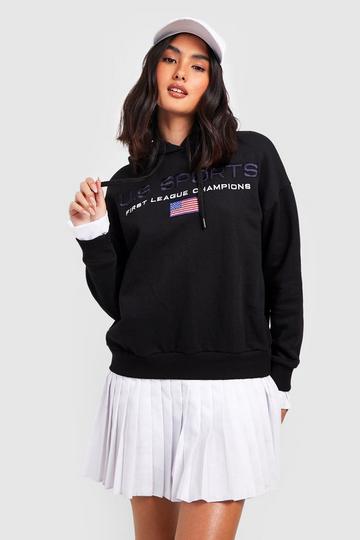 Embroidered Pleated Skirt 2 In 1 Sweatshirt Dress black