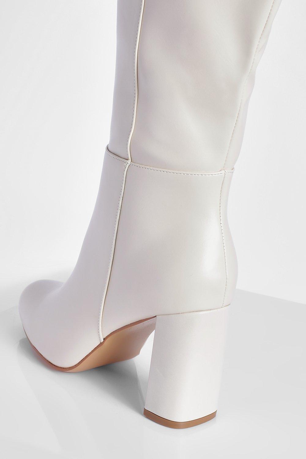 Boohoo white boots sale