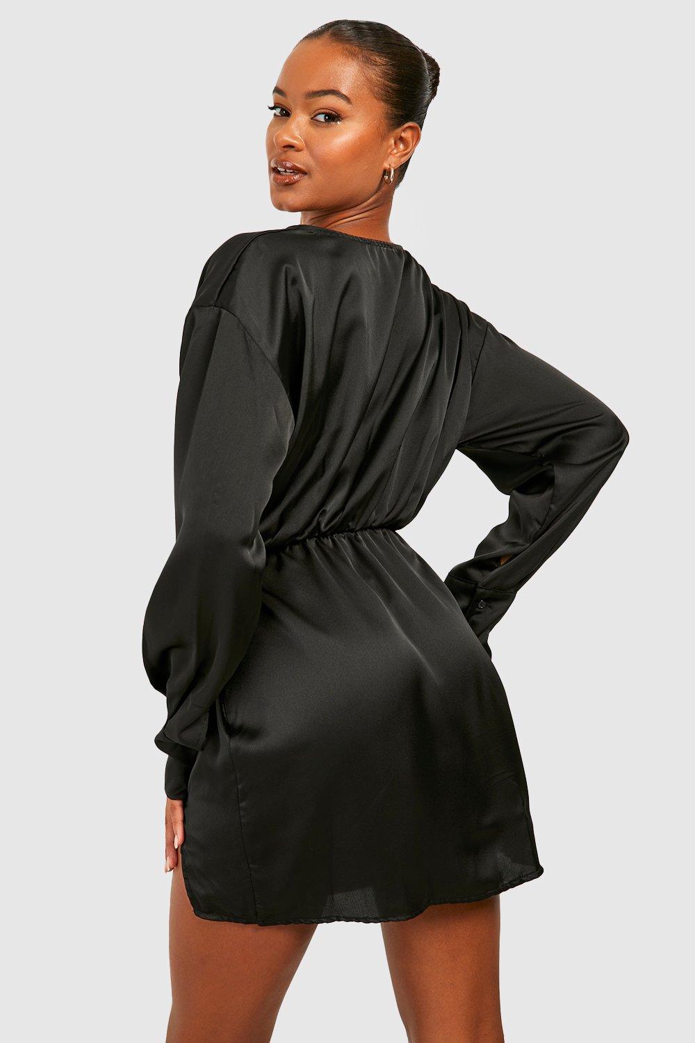 Long sleeve store plunge wrap dress