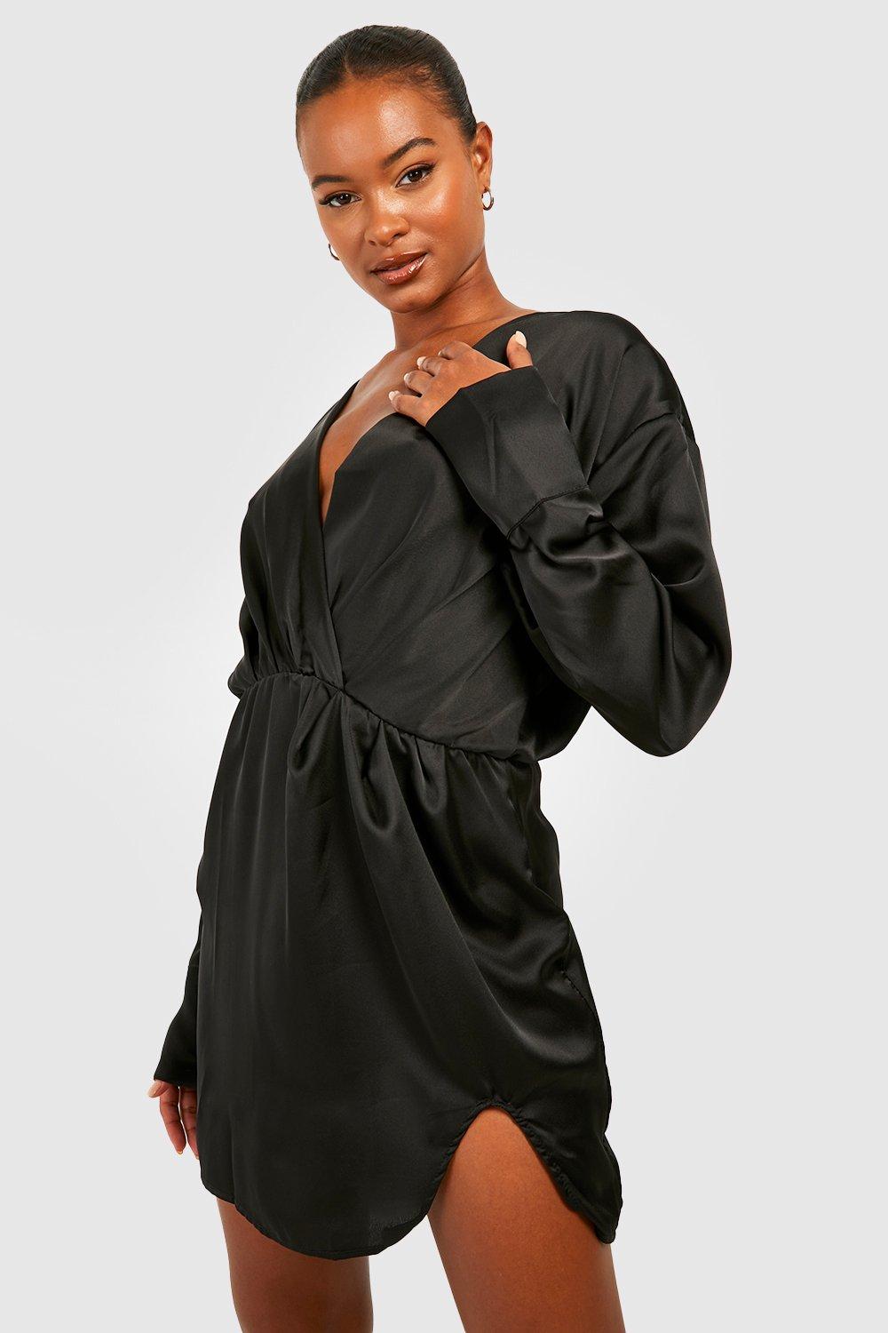 Tall black wrap dress sale