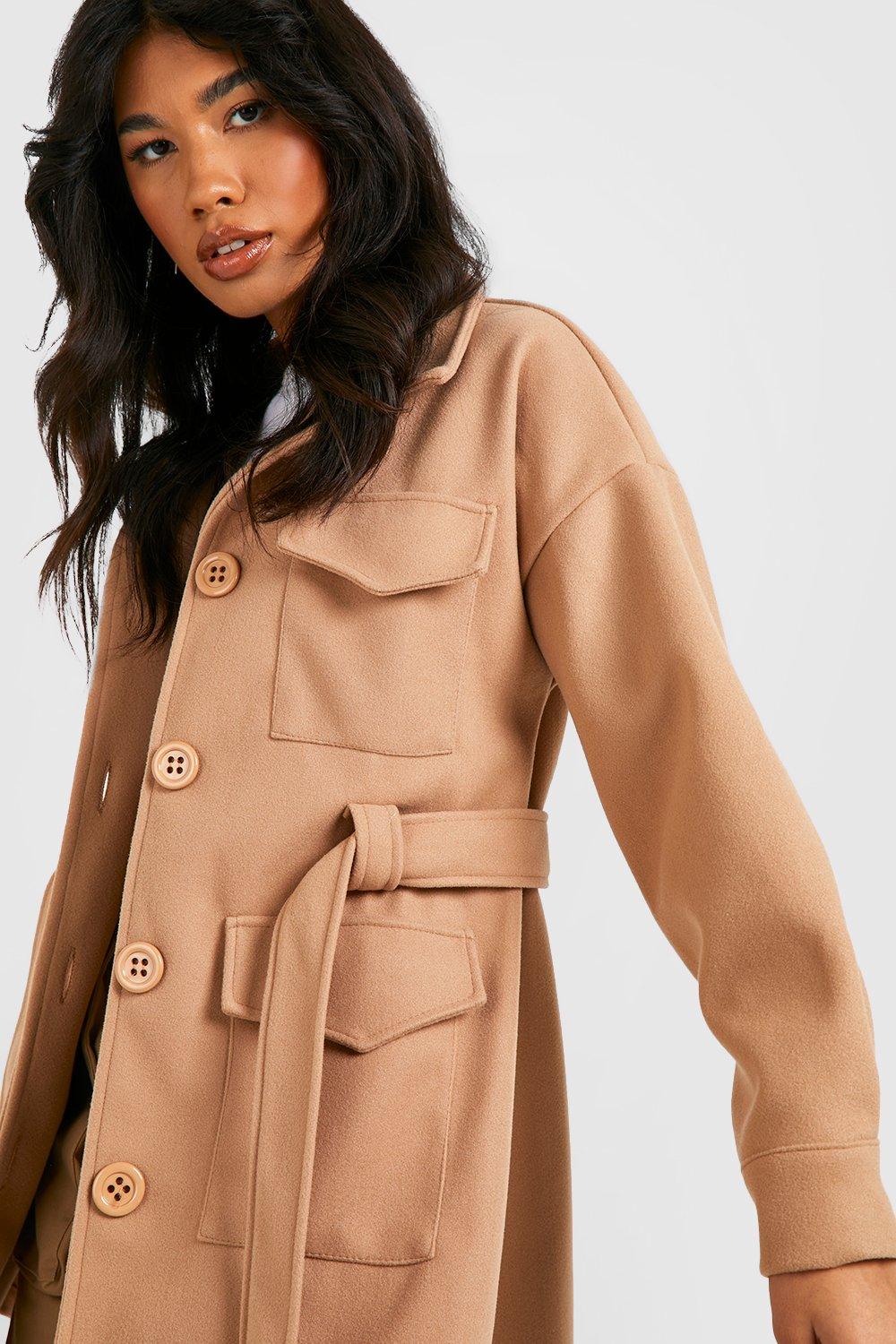 Boohoo store camel coat