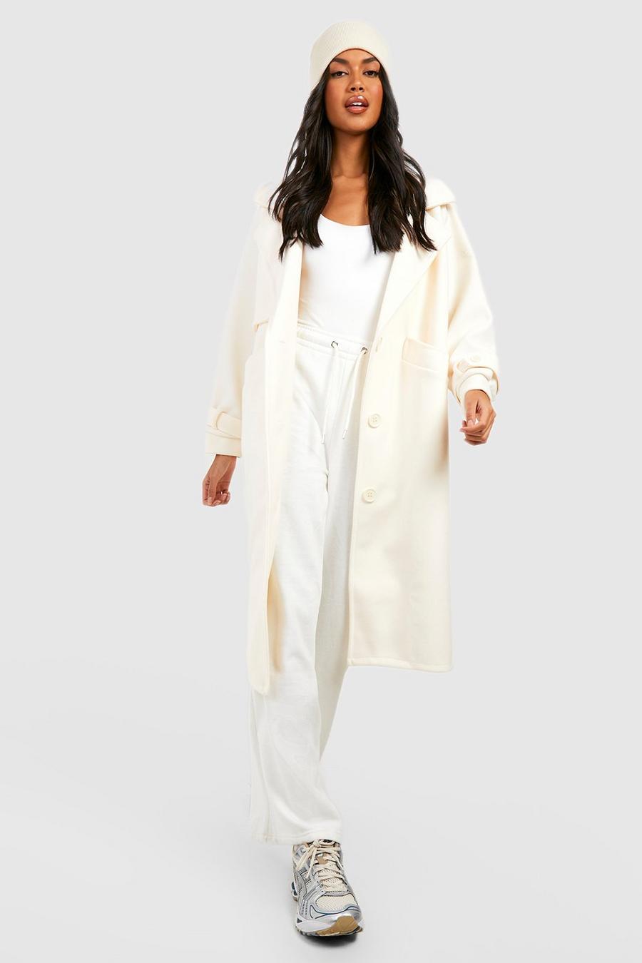 Cream blanco Super Oversized Wool Coat 