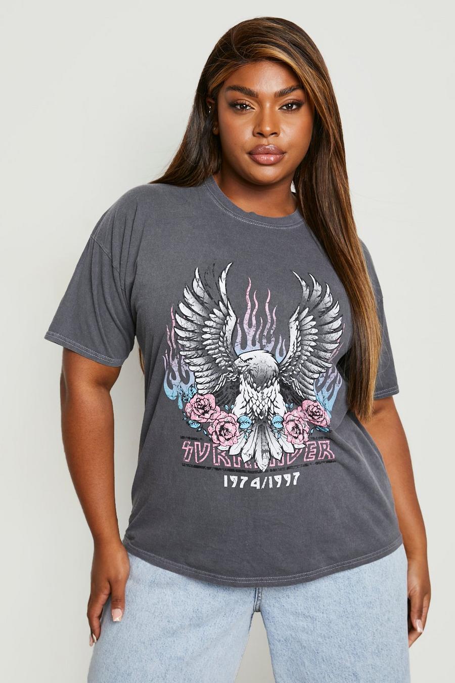 Charcoal Plus Washed Wings Graphic T-shirt  image number 1