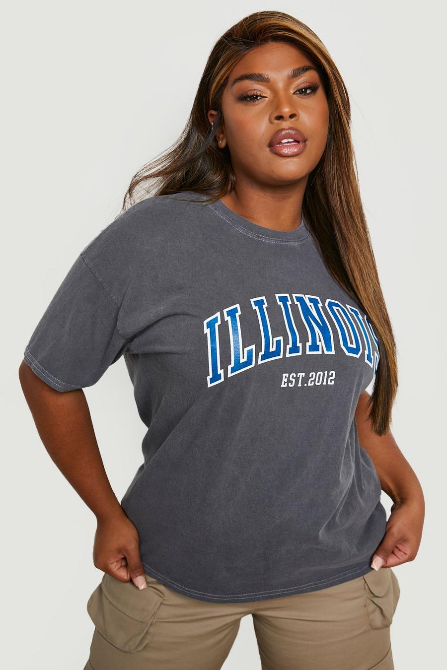 Charcoal Plus Washed Illinois Graphic T-Shirt image number 1