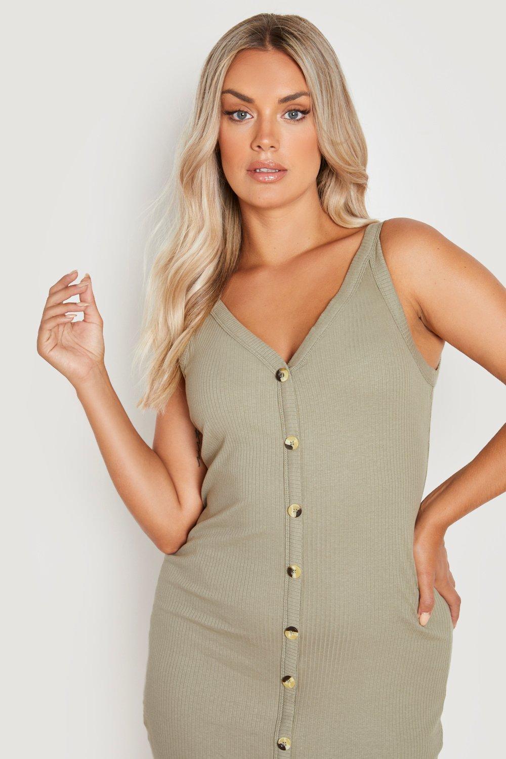 Khaki button hotsell through dress