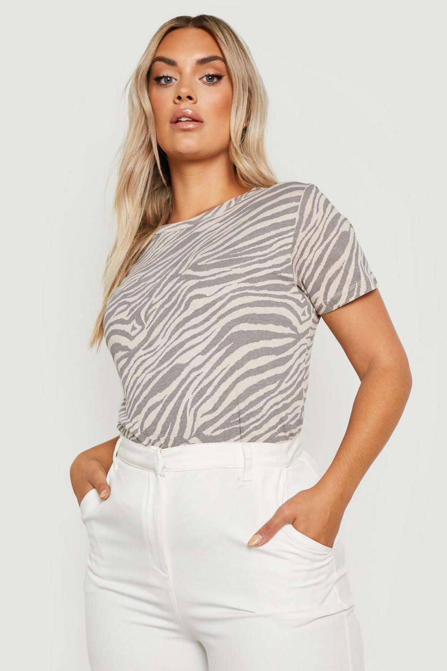 Grey Plus Zebra Short Sleeve T-shirt image number 1