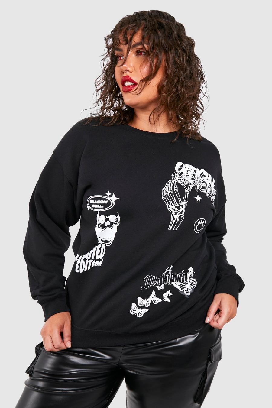 Black Plus Graphic Printed Sweatshirt