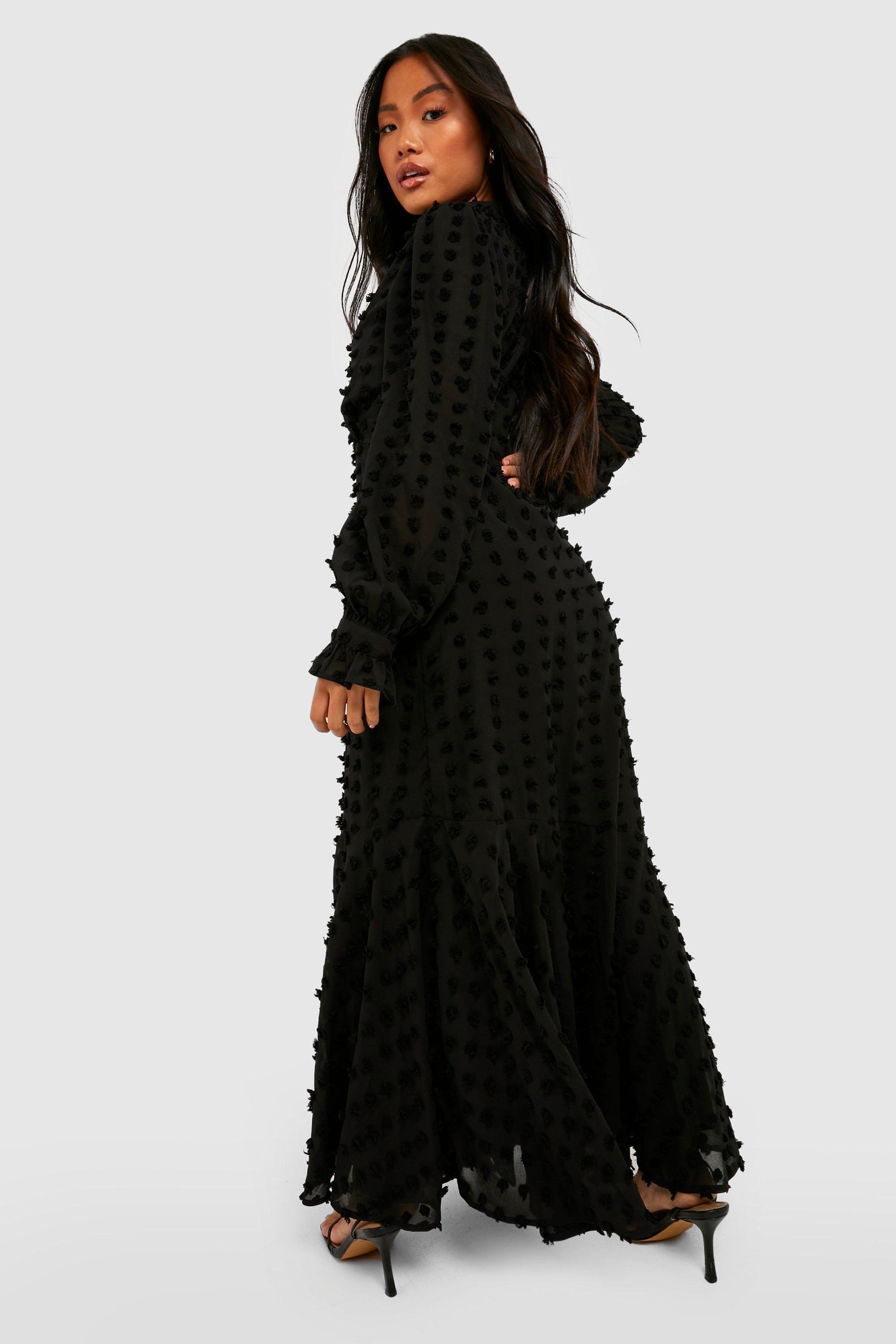 Petite Scoop Neck Long Sleeve Maxi Dress