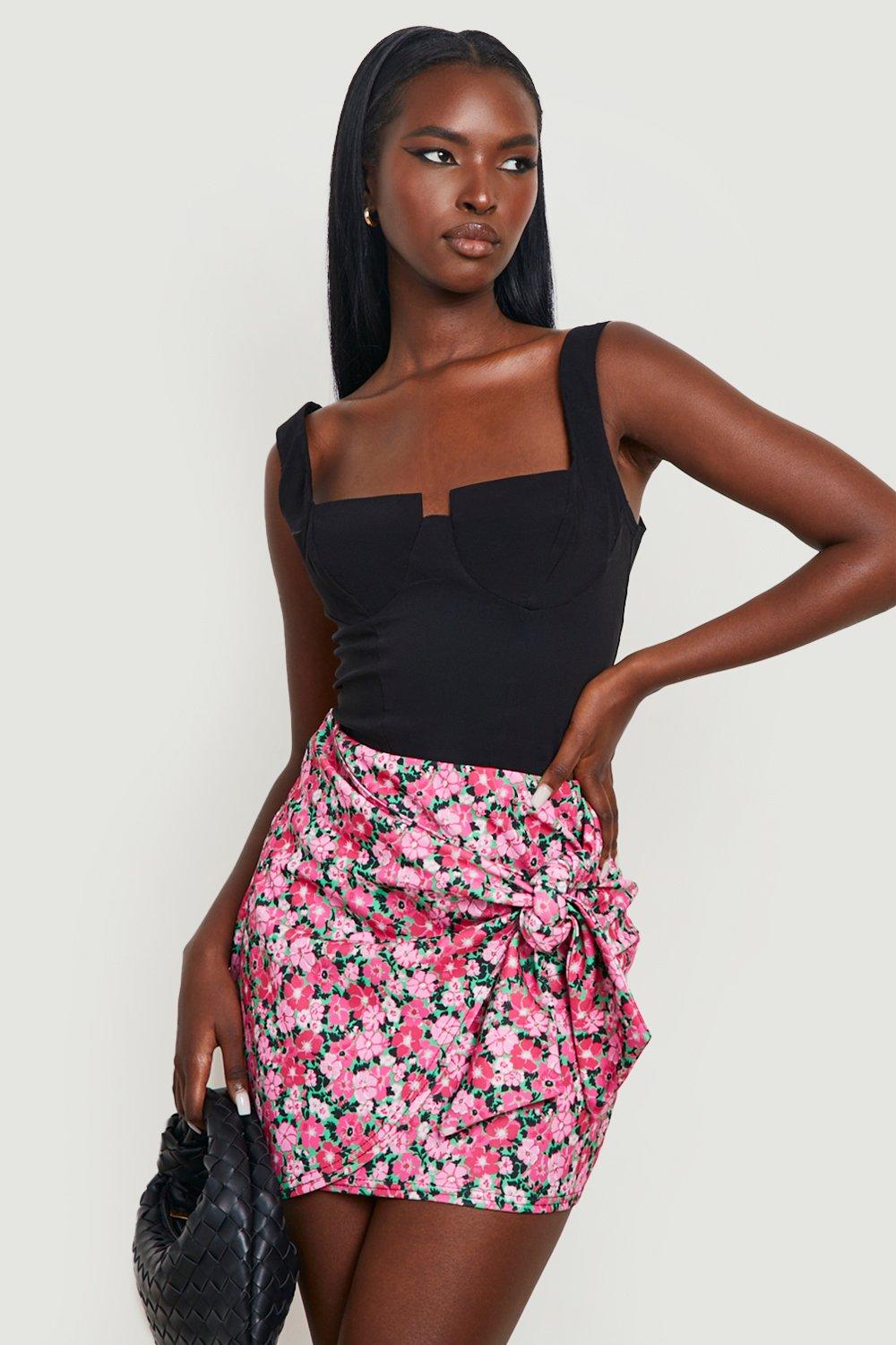 Boohoo floral mini skirt hotsell